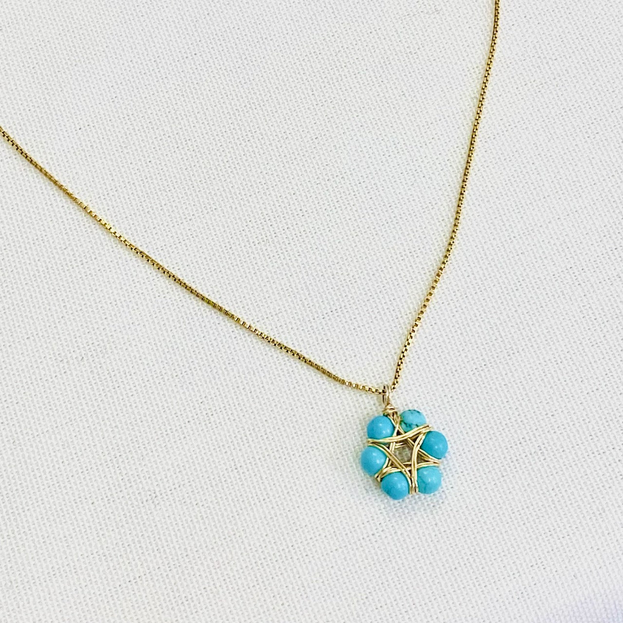 שרשרת מגן דוד | מגן דוד פרח טורקיז