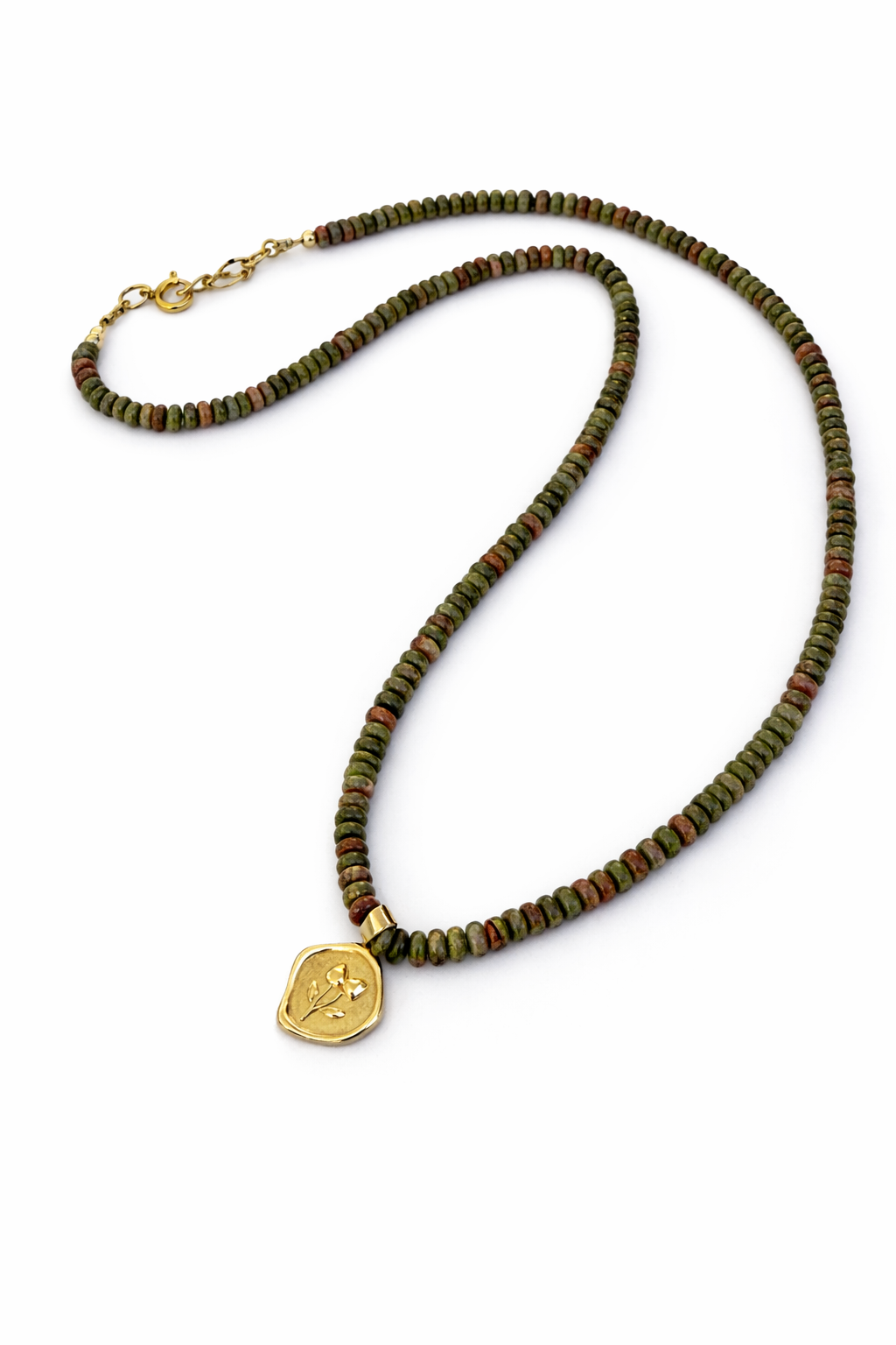 שרשרת אלמוג | צ'וקר אונקיט תליון חותמת פרח