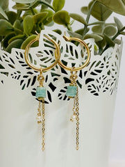 עגילי איה | חישוק אמזונייט ופנינה