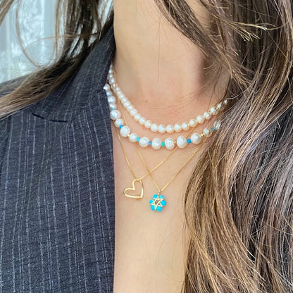 שרשרת מגן דוד | מגן דוד פרח טורקיז