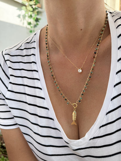 שרשרת סתיו | תליון דג - טורקיז אפריקאי