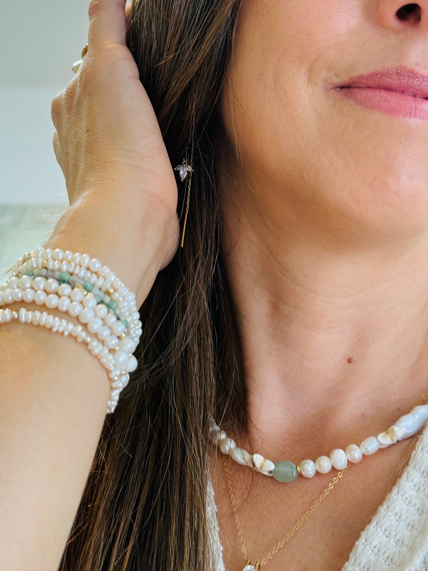 שרשרת סיישל | פנינים אבנים ואוונטורין