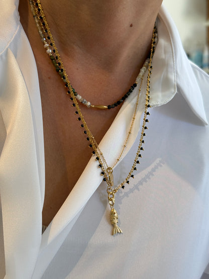 שרשרת סתיו | תליון דג מוזהב שחור