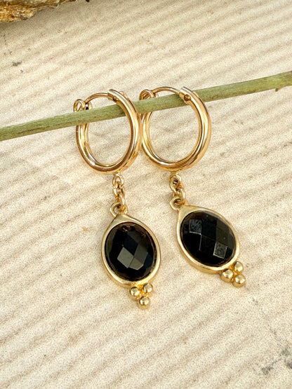 עגילי תומר | חישוק ותליון אבן ספינל