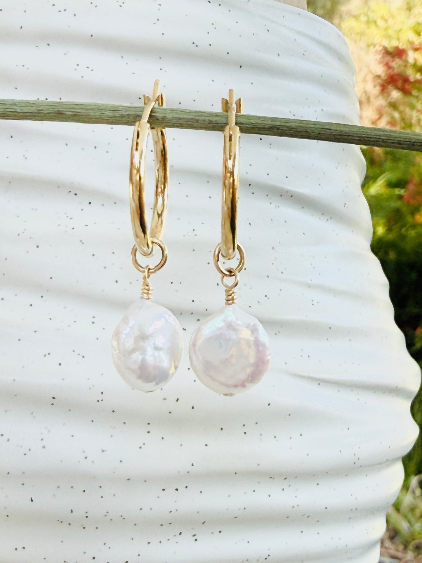 עגילי רומי | פנינה שטוחה