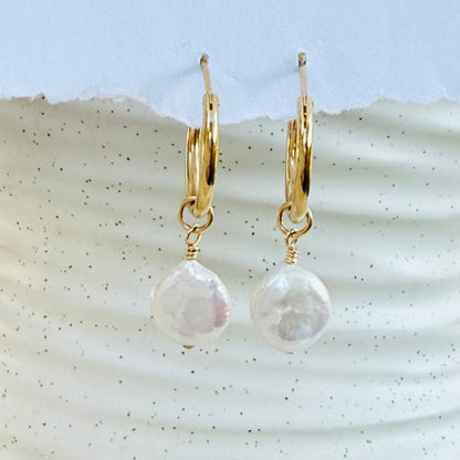 עגילי רומי | פנינה שטוחה