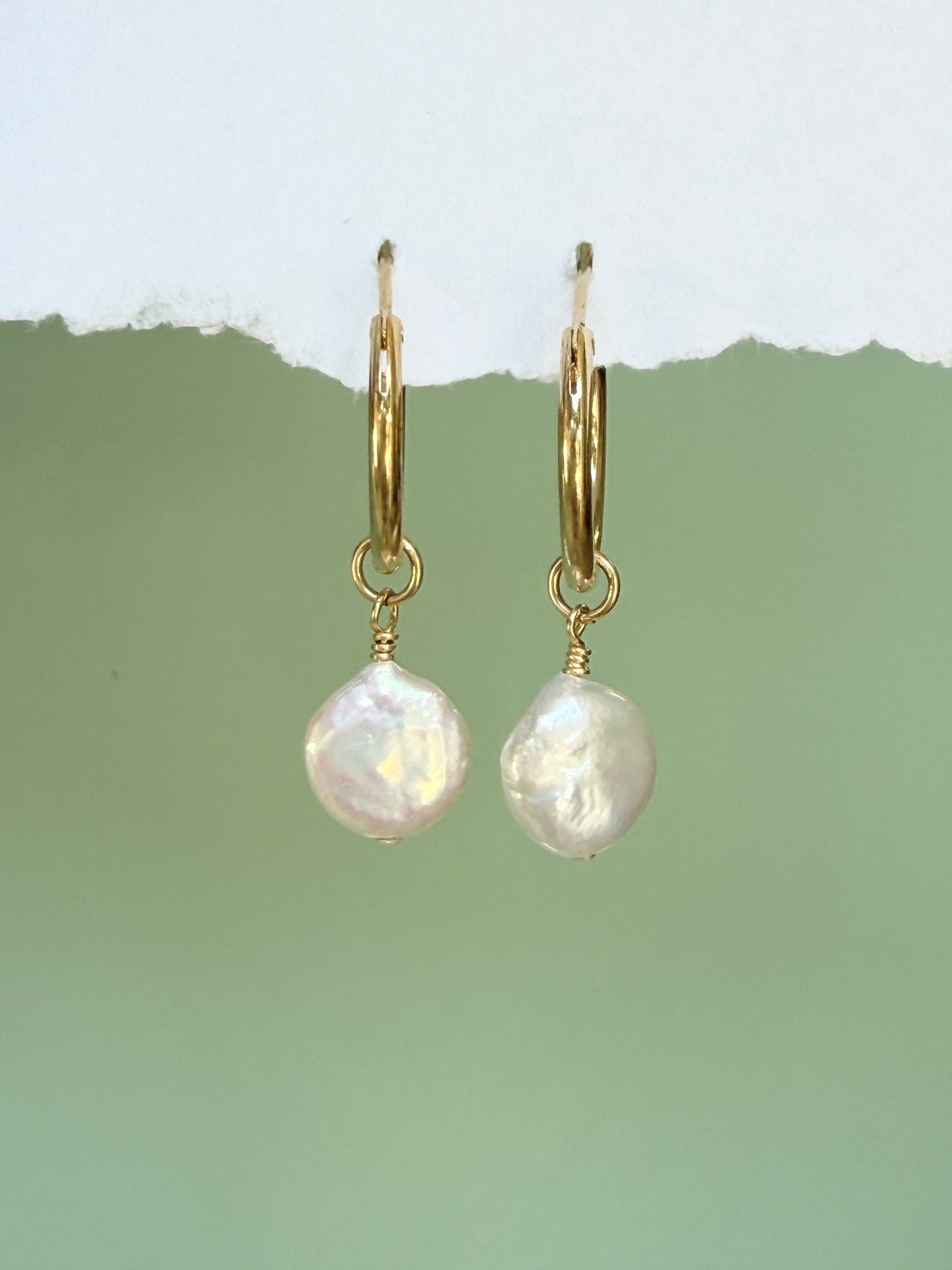 עגילי רומי | פנינה שטוחה