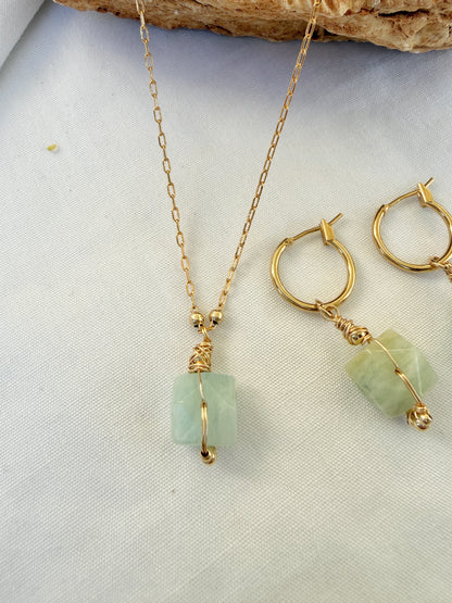 שרשרת טל | אבן אקוומרין מרין מרובעת