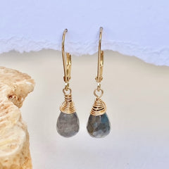 עגילי טיפה | אבן לברדורייט