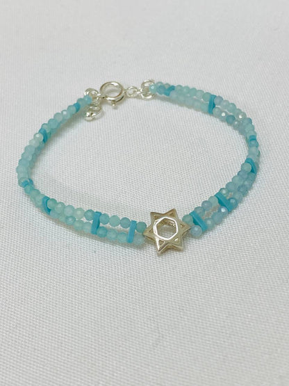 צמיד מגן דוד | תכלת