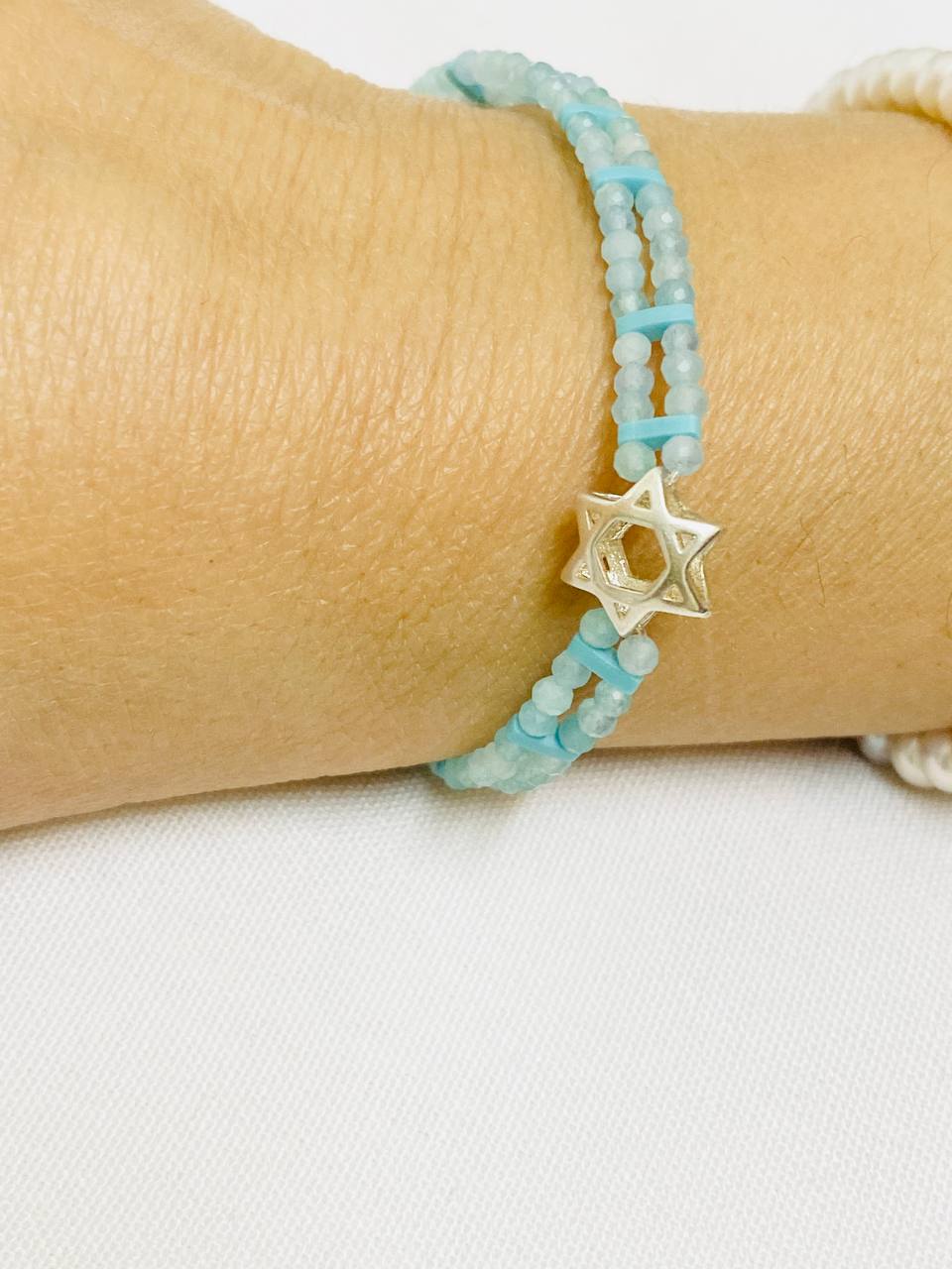 צמיד מגן דוד | תכלת