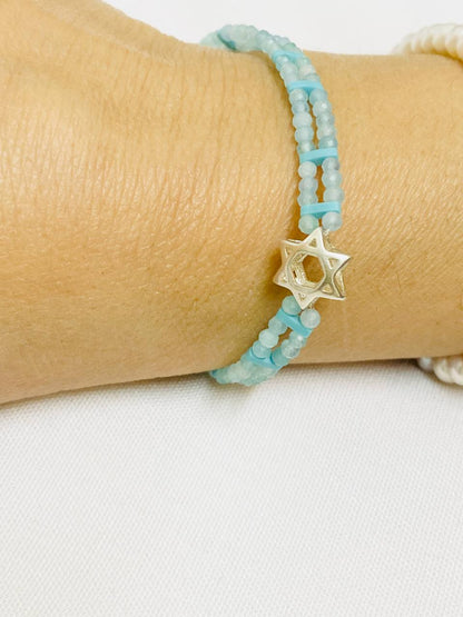 צמיד מגן דוד | תכלת