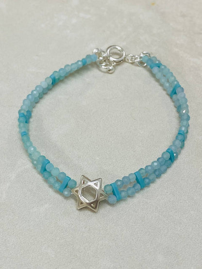 צמיד מגן דוד | תכלת