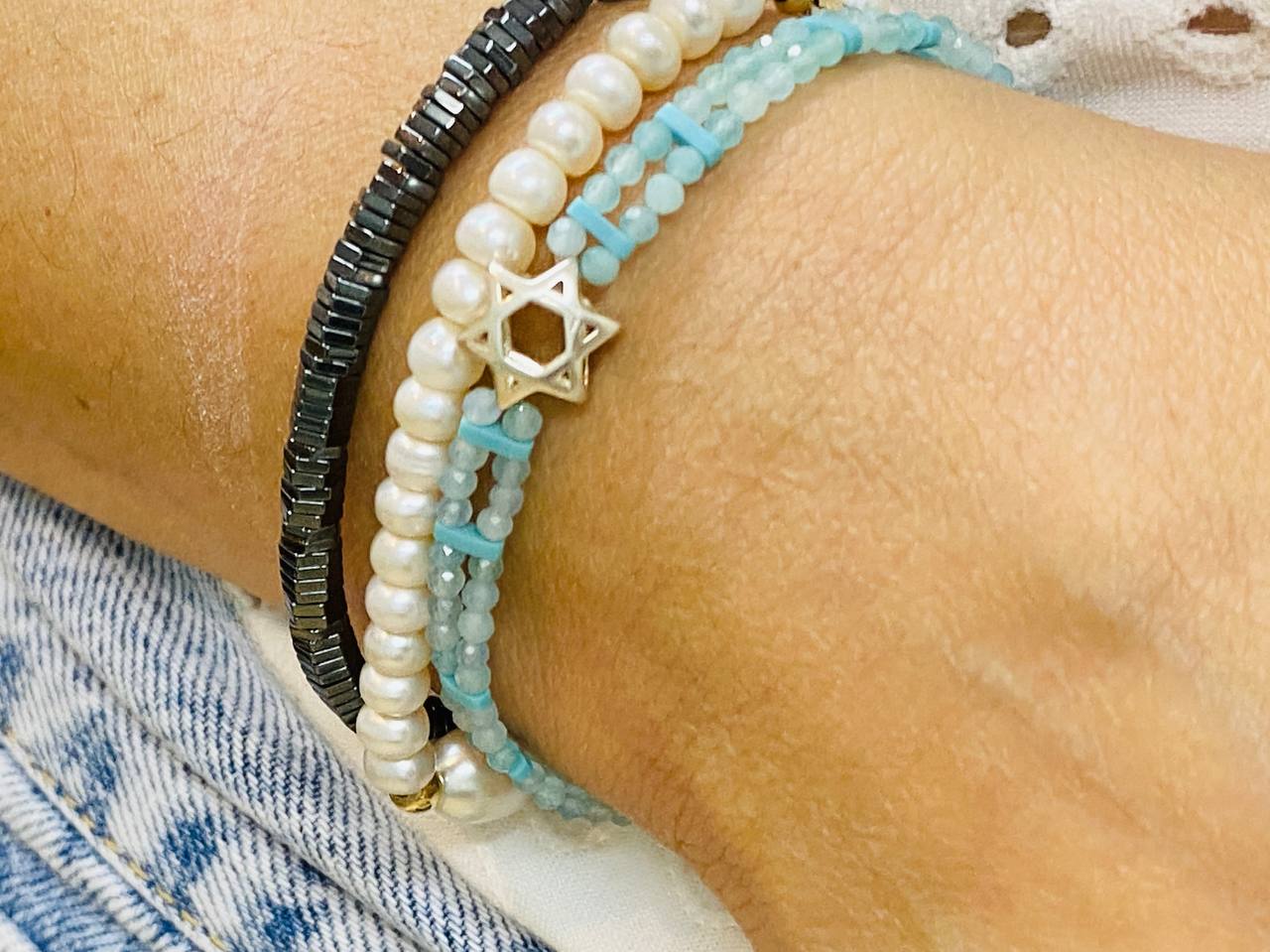 צמיד מגן דוד | תכלת