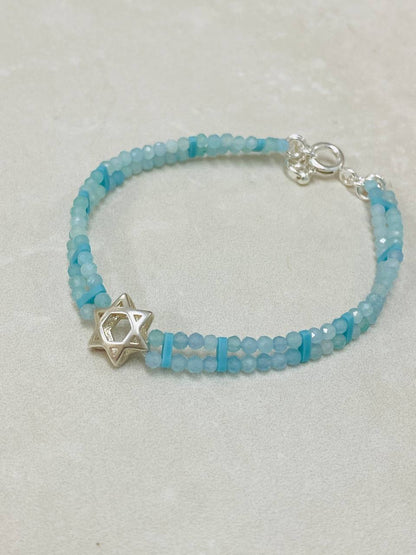 צמיד מגן דוד | תכלת