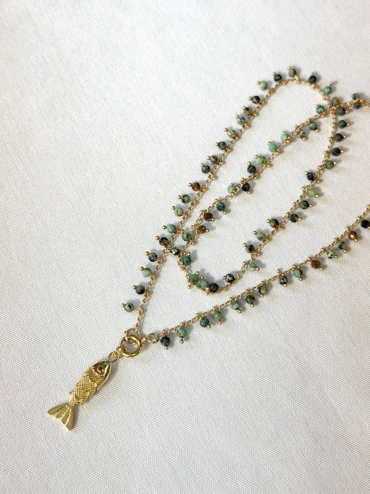 שרשרת סתיו | תליון דג - טורקיז אפריקאי