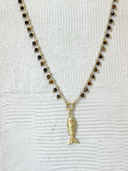 שרשרת סתיו | תליון דג מוזהב חום