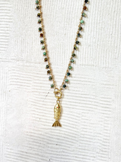 שרשרת סתיו | תליון דג - טורקיז אפריקאי