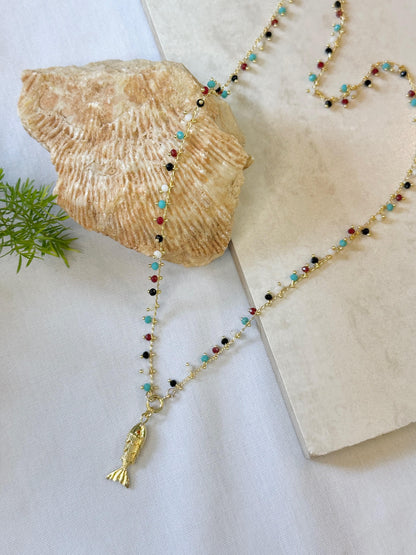 שרשרת סתיו | תליון דג מוזהב צבעוני