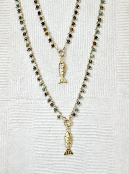 שרשרת סתיו | תליון דג מוזהב חום