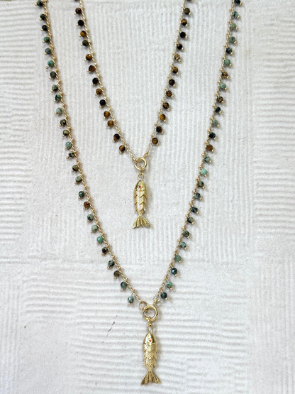 שרשרת סתיו | תליון דג - טורקיז אפריקאי