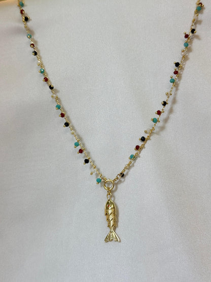 שרשרת סתיו | תליון דג מוזהב צבעוני