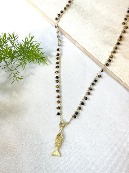 שרשרת סתיו | תליון דג מוזהב חום