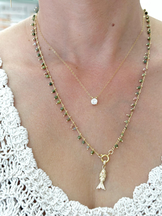 שרשרת סתיו | ירוק תליון דג זהב