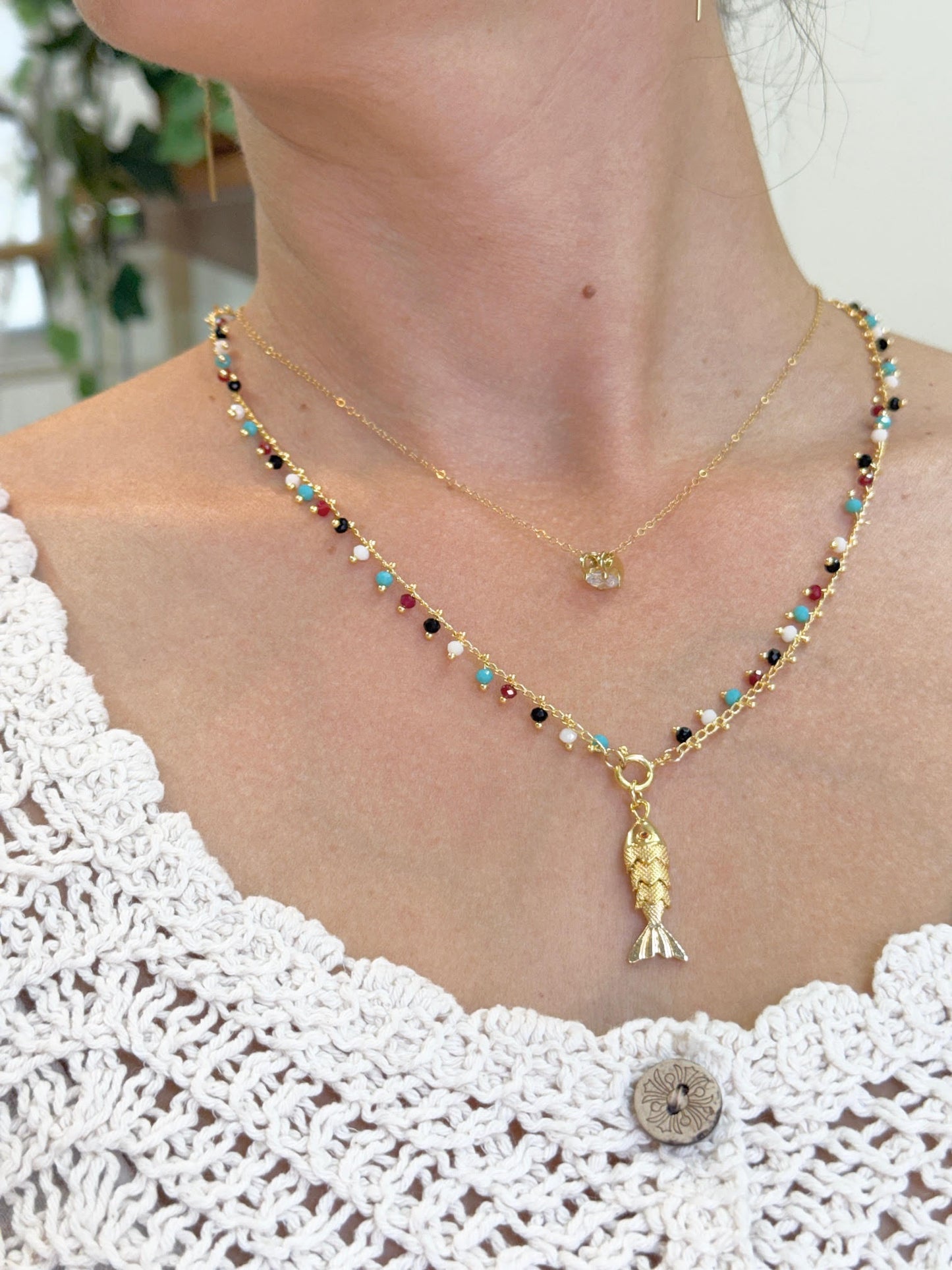 שרשרת סתיו | תליון דג מוזהב צבעוני